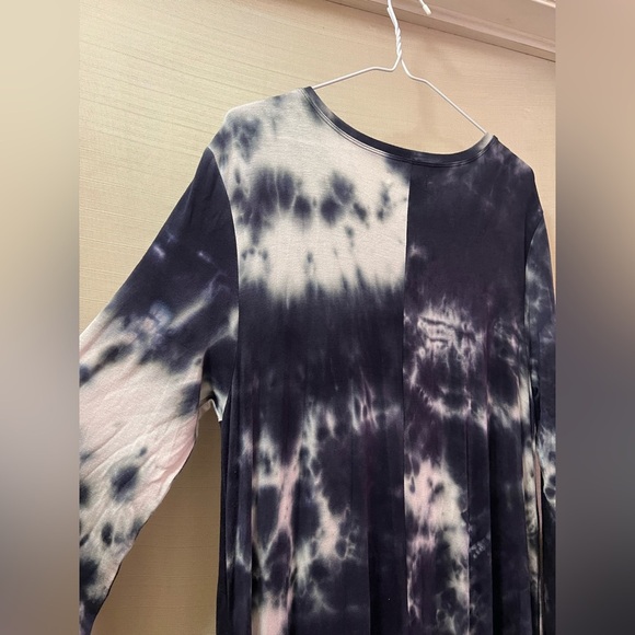 NATURAL LIFE Black Grey and White Tie-Dye Long Sleeve Dress Size XL Bohemian - Picture 9 of 10